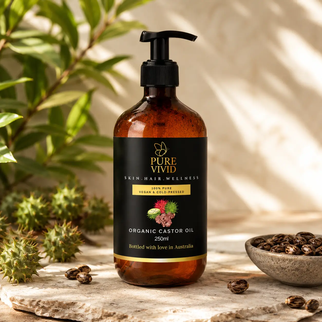 Cold-pressed Organic Castor Oil for skin and hair