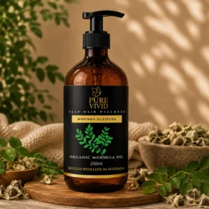 Organic Moringa Oil being applied for deep hydration
